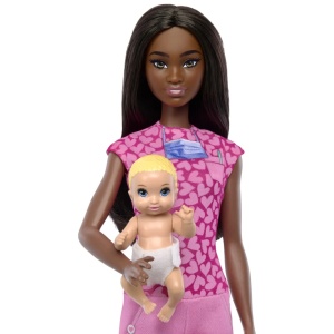 Barbie Set De Joaca Papusa Barbie Bruneta Face Cariera Pediatru - Img 5