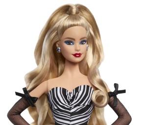 Barbie Signature Aniversare 65 Ani Papusa Barbie Cu Rochie De Bal Alb Negru - Img 5