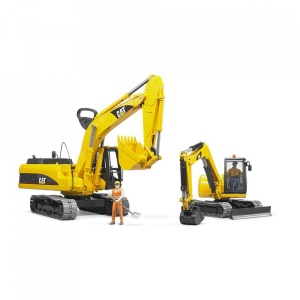 Bruder - Mini Excavator Cat Cu Muncitor - Img 3
