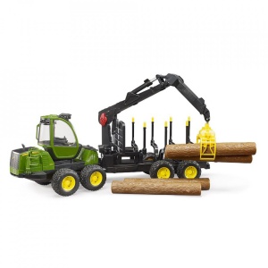 Bruder - Tractor Forestier John Deere 1210E Cu Graifer Si 4 Busteni - Img 2