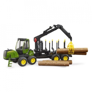 Bruder - Tractor Forestier John Deere 1210E Cu Graifer Si 4 Busteni - Img 4