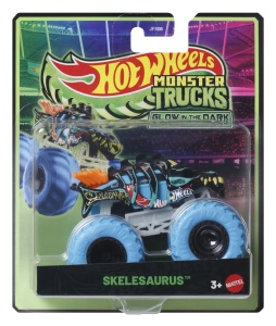Hot Wheels Monster Truck Glow In The Dark Masinuta Skelesaurus Scara 1 La 64