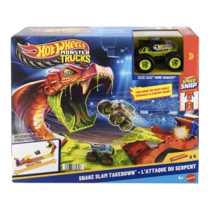 Hot Wheels Monster Truck Set De Joaca Pista Invinge Sarpele Urias Cu Masinuta Bone Shaker Inclusa