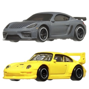 Hot Wheels Premium Set 2 Masinute Metalice Porsche 993 Gt2 Si Porsche 718 Cayman Gt4 Scara 1:64 - Img 2