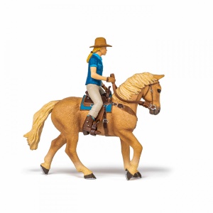 Papo Figurina Set Cowgirl (Vacarita) Pe Cal Usa - Img 3
