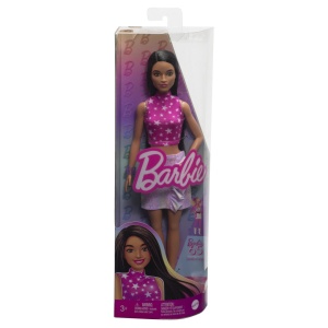 Papusa Barbie Fashionista Bruneta Cu Top Cu Stelute - Img 2