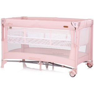Patut pliabil Chipolino Glory cu laterala culisanta pink marshmallow - Img 2