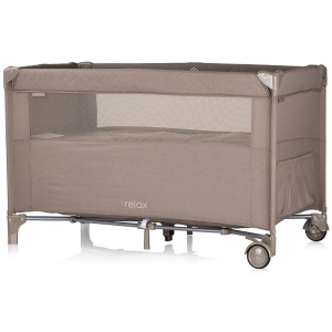Patut pliabil Chipolino Relax tiramisu linen cu laterala culisanta - Img 3