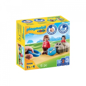 Playmobil - 1.2.3 Mama Si Fetita Cu Masinuta Catel - Img 2