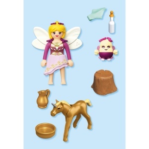 Playmobil - Jucarie de rol Pui de unicorn auriu si zana - Img 4