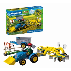 Playmobil - Jucarie de rol Tractor mic cu grebla pentru adunat fan