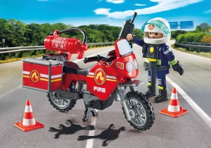 Playmobil-MOTOCICLETA DE POMPIERI LA LOCUL ACCIDENTULUI - Img 3