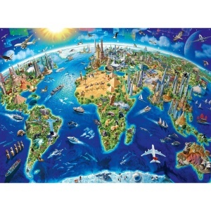 Puzzle Harta Cu Monumentele Lumii, 200 Piese - Img 2