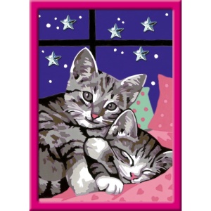 Ravensburger - CreArt pictura pe numere pentru copii pisicute somnoroase cu pietre sclipitoare - Img 3