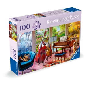 Ravensburger - Puzzle pentru varstnici anotimpuri muzicale cu sablon de imagine si suport din carton 100 piese mari XL - Img 2
