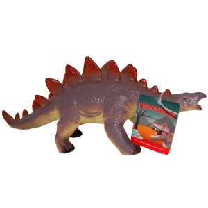 Set 2 figurine dinozauri din cauciuc, Triceratops si Stegosaurus, 32-34 cm - Img 3