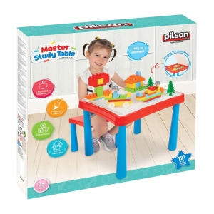 Set masuta cu scaune si cuburi Pilsan Master Study Table cu 121 piese - Img 3