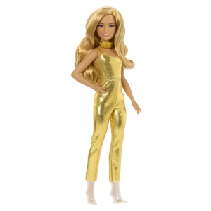 Barbie Papusa Barbie Fashionistas Blonda Cu Salopeta Aurie - Img 3