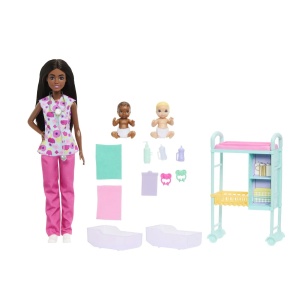 Barbie Set De Joaca Papusa Barbie Bruneta Face Cariera Medic Pediatru - Img 2