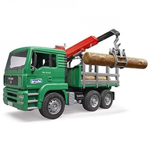 Bruder - Camion Lemne Man Tga Cu Macara De Incarcare Si 3 Busteni - Img 2