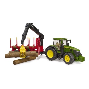 Bruder tractor John Deere 7R 350 cu remorca forestiera si 4 busteni - Img 3