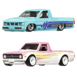 Hot Wheels Premium Set 2 Masinute Metalice Datsun Sunny Truck Si Nissan Hardbody Scara 1:64 - Img 2
