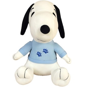 Jucarie din material textil elastic Snoopy cu bluza bleu, 32 cm (asezat) - Img 2