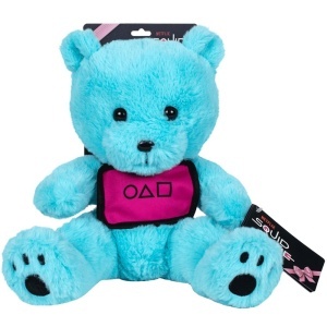 Jucarie din plus Blue teddy bear, Jocul Calamarului, 23 cm (asezat) - Img 2