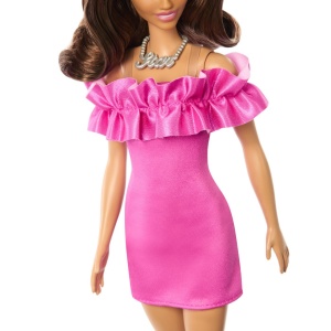 Papusa Barbie Fashionista Satena Cu Rochie Roz - Img 4