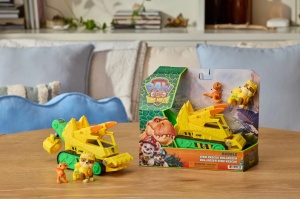 Patrula Catelusilor Filmul Cu Dinozauri Set Dino Vehicul Buldozer Cu Figurina Rubble Si Accesorii 15Cm - Img 9