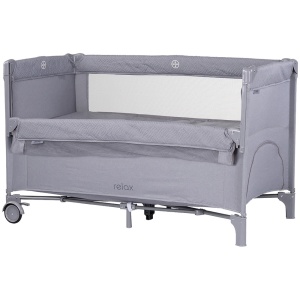 Patut pliabil Chipolino Relax cloud linen cu laterala culisanta