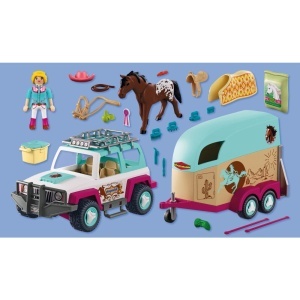 Playmobil - Jucarie de rol Masina cu remorca pentru transportat cai - Img 4