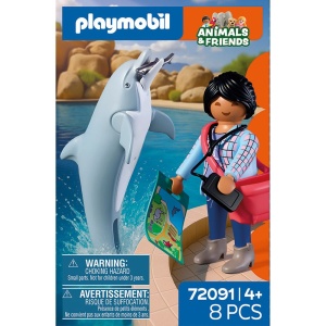 Playmobil - Jucarie de rol Vizitatoare zoo si delfin - Img 2