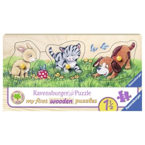 Puzzle Din Lemn Animalute, 3 Piese