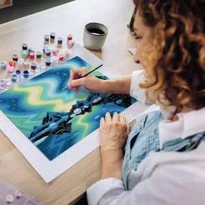 Ravensburger - Pictura pe numere Tablou Canvas Aurora Boreala - Img 4