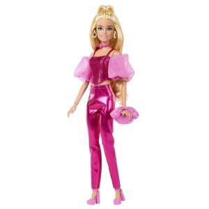 Barbie Deluxe Style Papusa Barbie Tinuta Roz Metalizat - Img 4