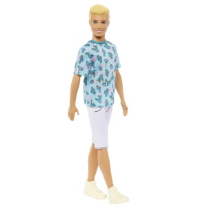 Barbie Papusa Baiat Fashionistas Blond Cu Tricou Cu Imprimeu Cu Cactusi - Img 3