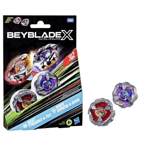 Beyblade X Pachet Duo Beat Tyranno 4-70Q Si Knife Shinobi 4-80Hn - Img 5