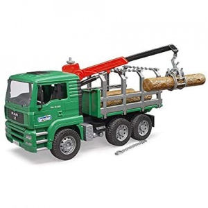 Bruder - Camion Lemne Man Tga Cu Macara De Incarcare Si 3 Busteni - Img 3