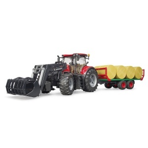 Bruder - Tractor Case Ih Optum 300 Cvx Cu Incarcator Frontal Si Remorca Transport Cu 8 Baloti - Img 2
