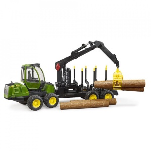 Bruder - Tractor Forestier John Deere 1210E Cu Graifer Si 4 Busteni - Img 5