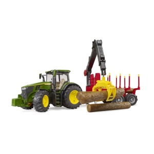 Bruder tractor John Deere 7R 350 cu remorca forestiera si 4 busteni - Img 4