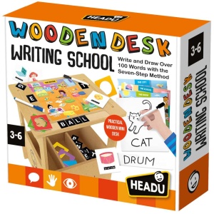 Headu - Birou din lemn cu diverse activitati educative de a scrie si desena 3-6 ani - Img 1
