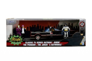 Jada Batman Set Masinuta Metalica Batmobile 1:24 Si 4 Figurine - Img 3