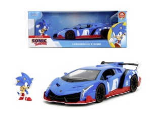 Jada Set Figurina Ariciul Sonic Si Masinuta Metalica Sonic Lamborghini Veneno Scara 1 La 24 - Img 5