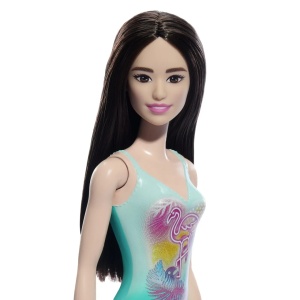 Papusa Barbie Bruneta Cu Costum De Baie Albastru - Img 4
