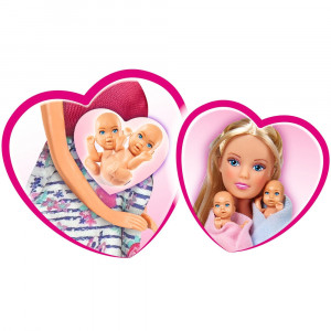 Papusa Simba Steffi Love Welcome Twins 29 cm cu accesorii - Img 5