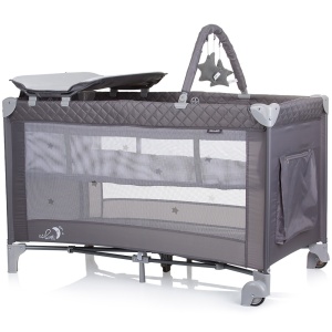 Patut pliabil cu saltea de infasat Chipolino Luna ash grey - Img 2