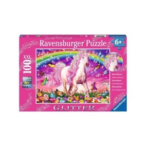Puzzle unicorn si curcubeu 100 piese starline cu sclipici