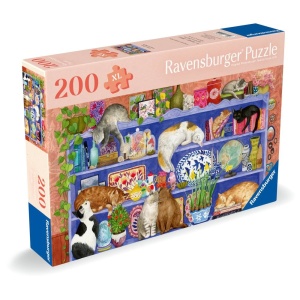 Ravensburger - Puzzle pentru varstnici pisicute pe raft cu sablon de imagine si suport din carton 200 piese mari XL - Img 2